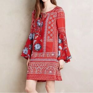 SOLD- Anthropologie silk bell sleeve dress